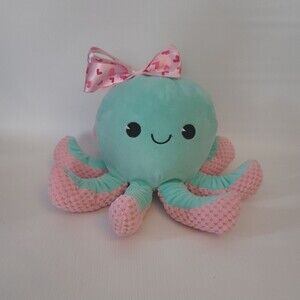 Dan Dee Collectors Choice Mint Green Light Pink Plush Octopus Heart Bow